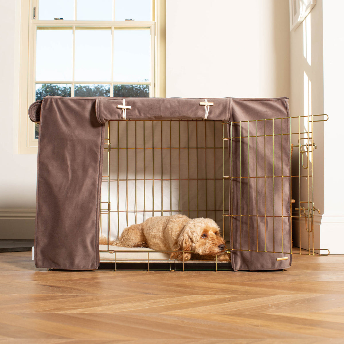 Dog Crate Cover In Silt Velvet, view 2