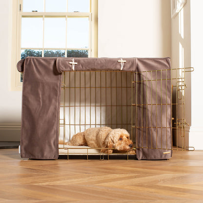 Dog Crate with Crate Cover in Silt Velvet