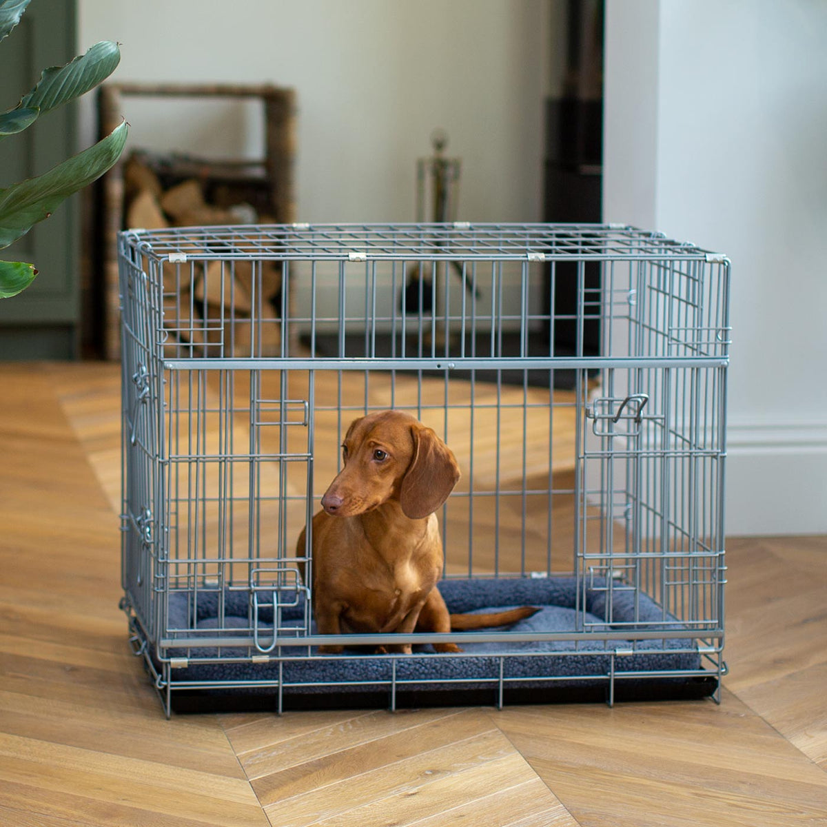 Sliding Door Dog Crate in Grey, view 6