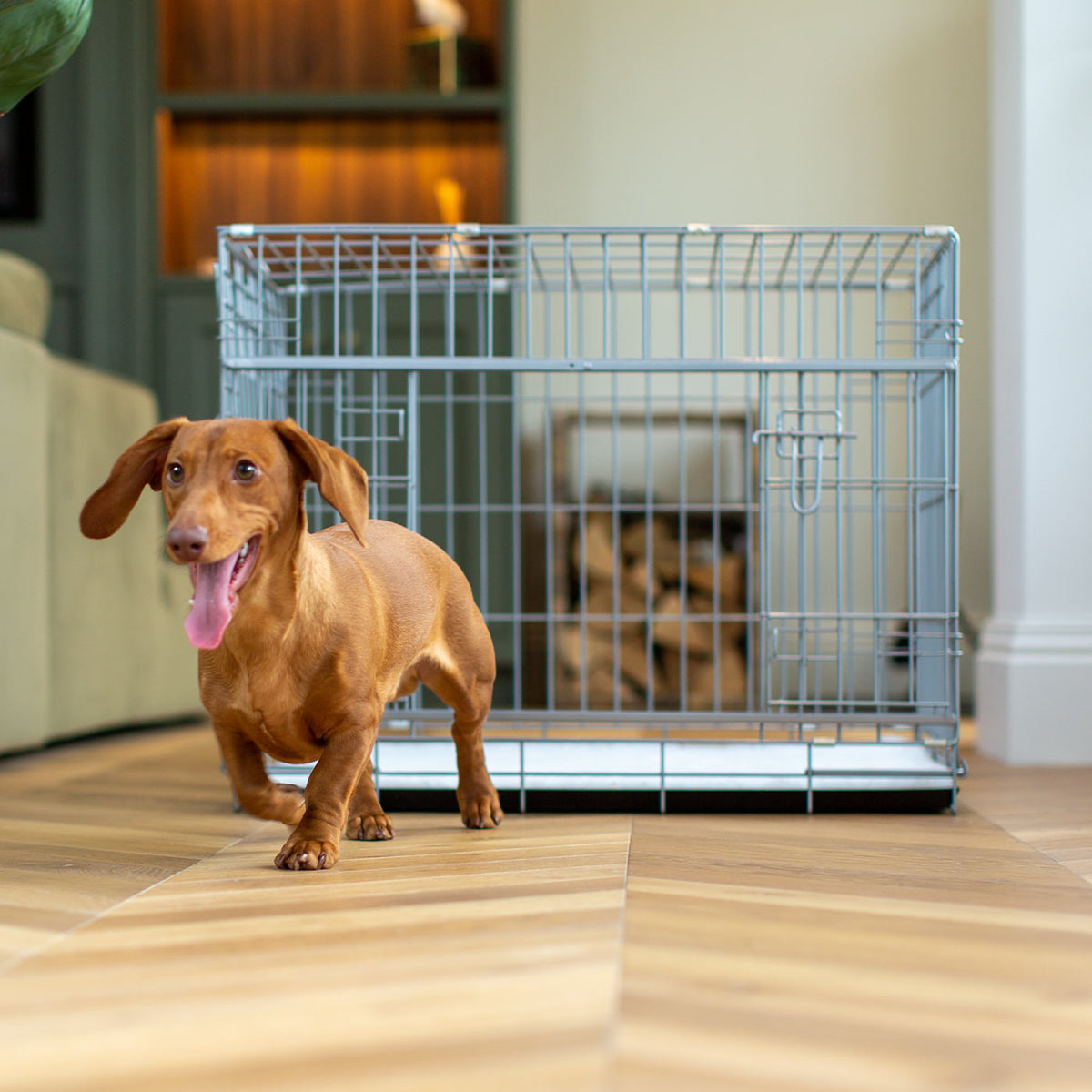 Sliding Door Dog Crate in Grey, view 7