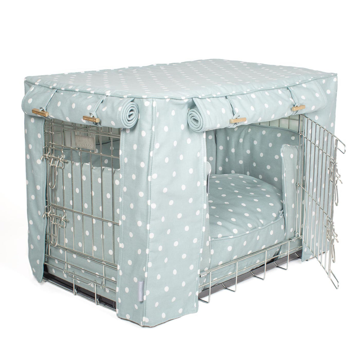Dog Crate Set in Duck Egg Spot, view 16