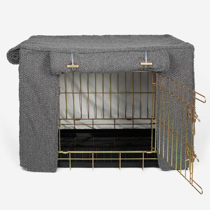Dog Crate with Crate Cover in Granite Bouclé, view 5