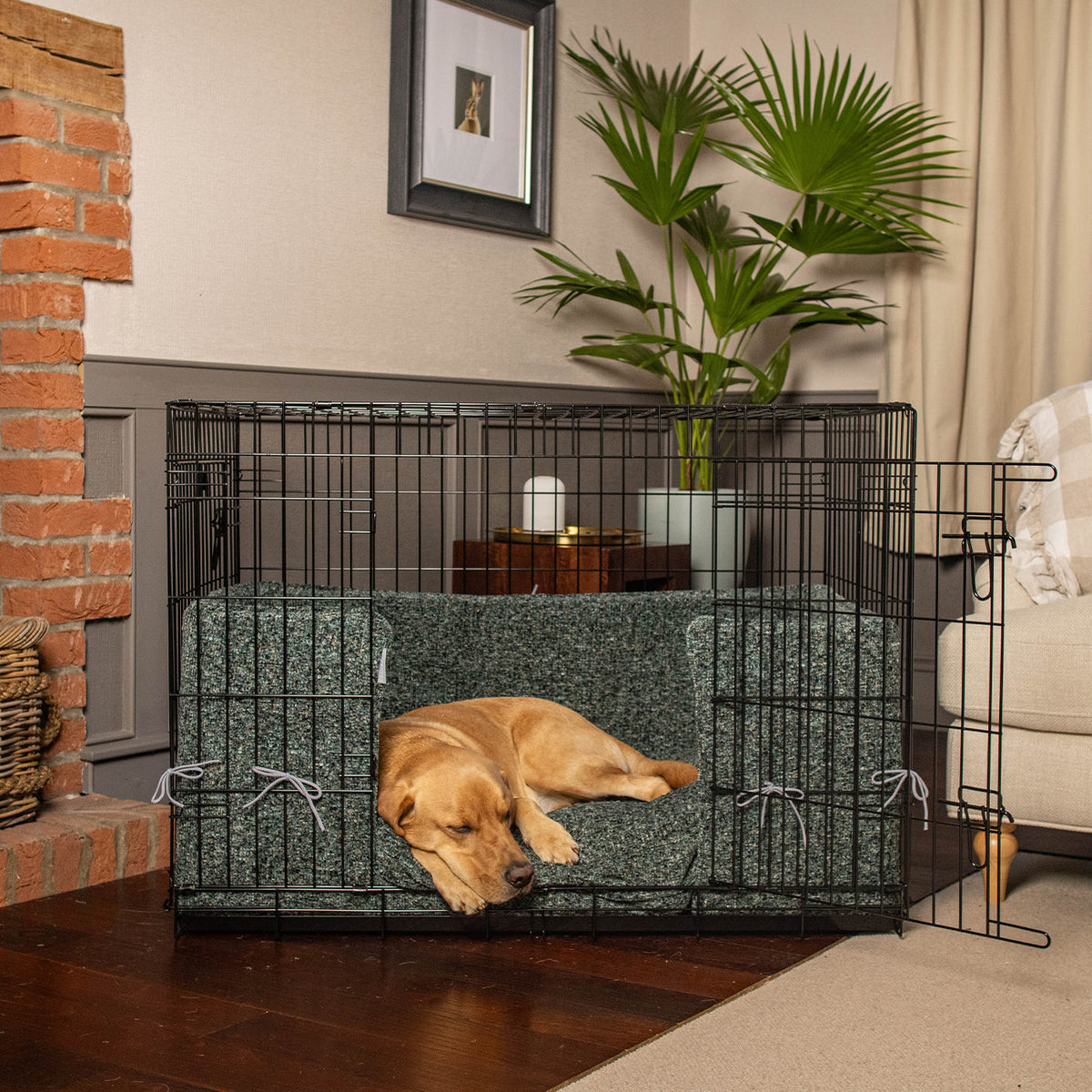 Dog Crate with Cushion & Bumper in Emerald Minerals, view 3
