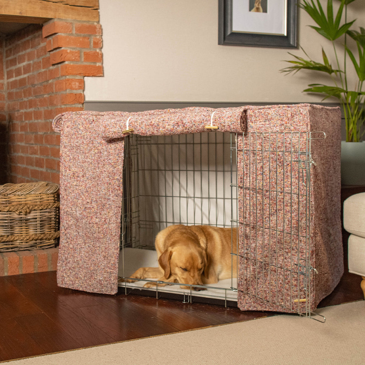 Dog Crate Cover In Rose Quartz Minerals, view 3