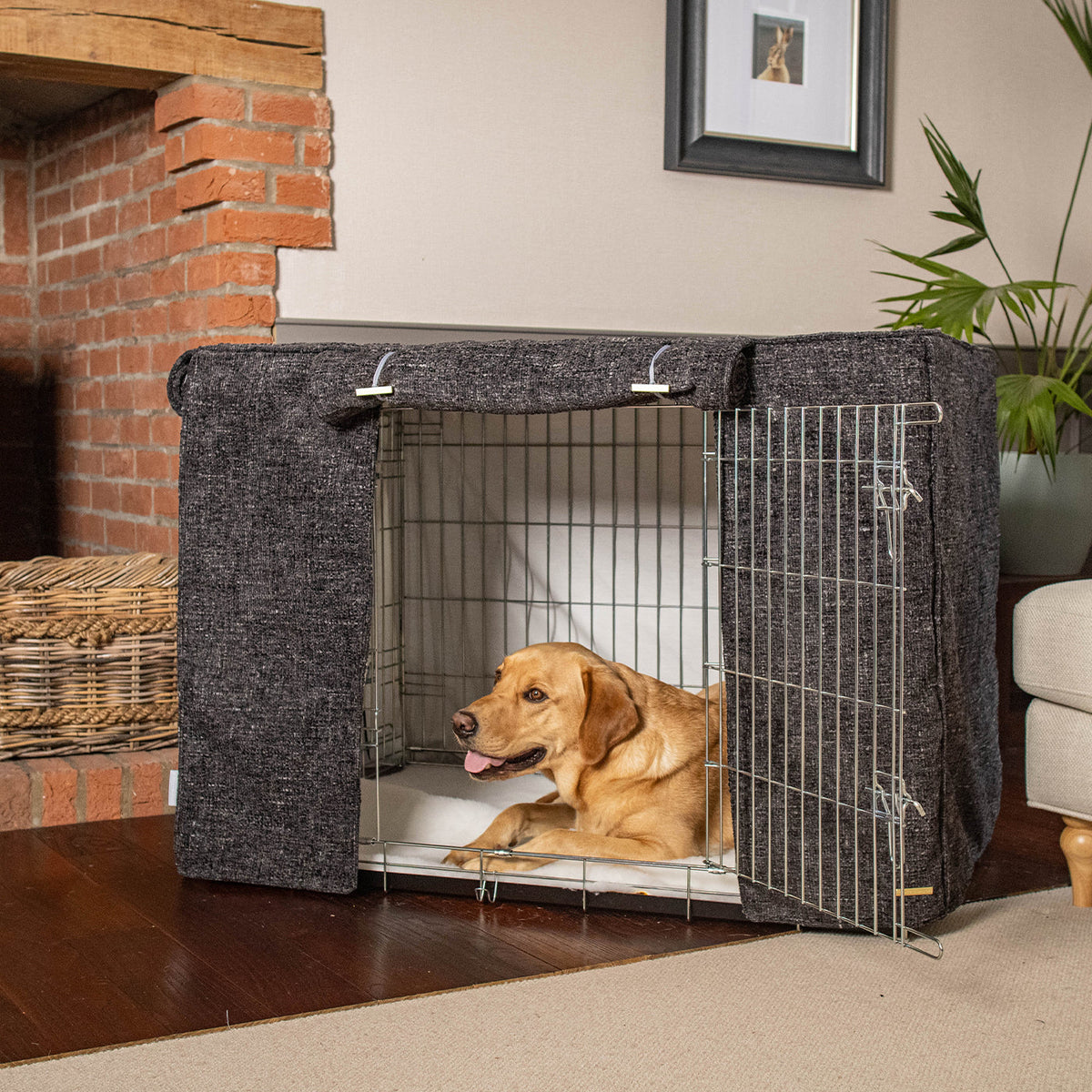 Dog Crate Cover In Obsidian Minerals