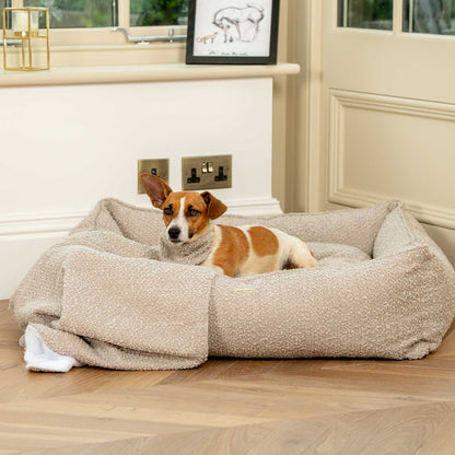 Box Bed With Removable Covers in Mink Bouclé, view 5