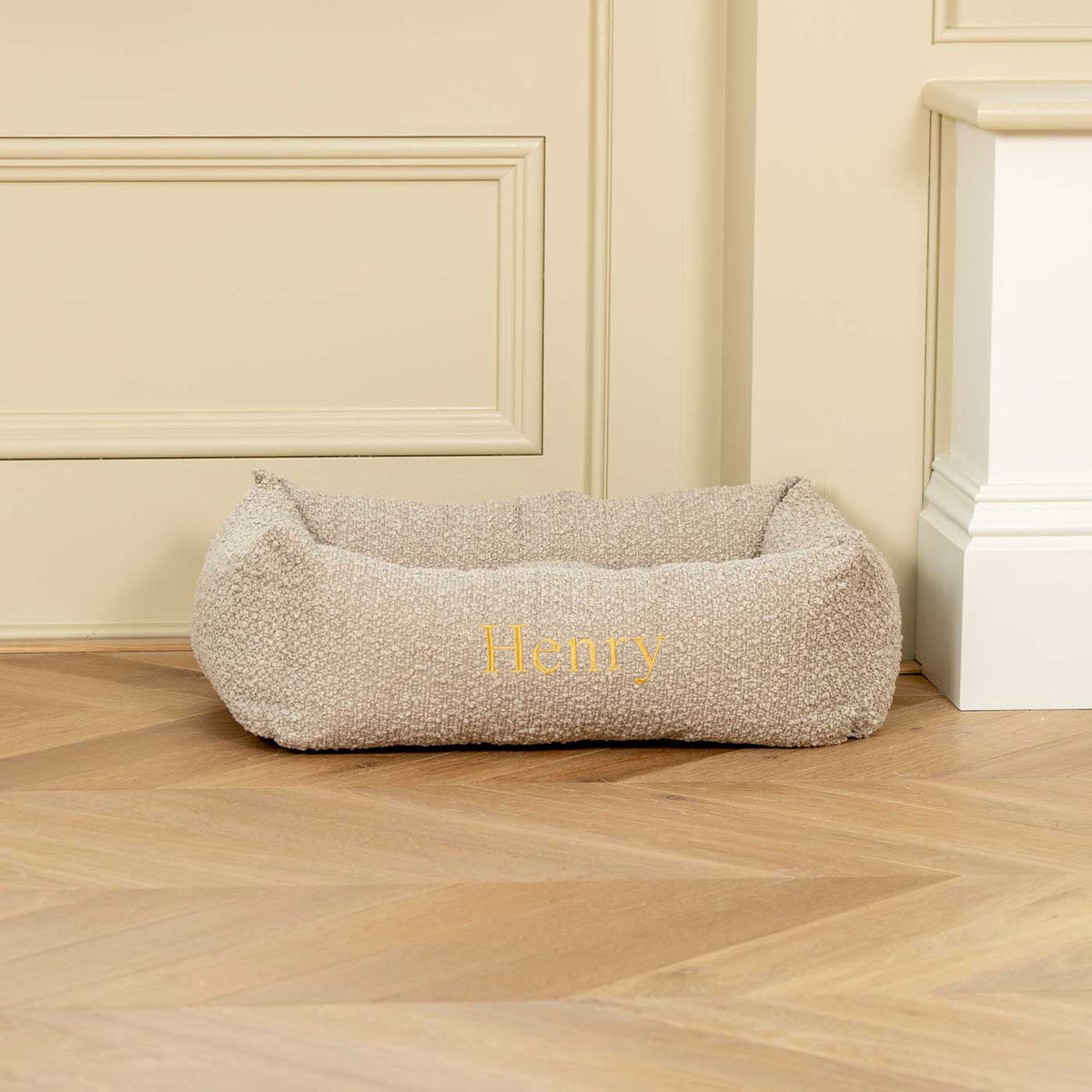 Cosy & Calming Puppy Crate Bed With Removable Covers in Mink Bouclé, view 6