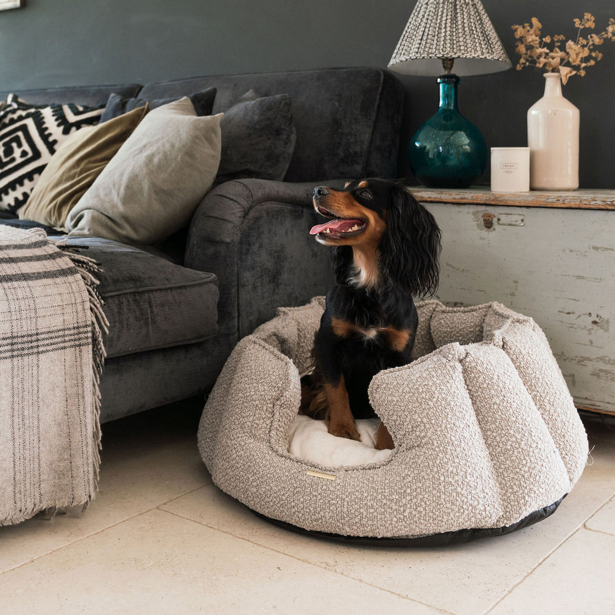 High Wall Bed With Removable Covers in Mink Bouclé, view 4