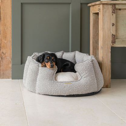 High Wall Bed With Removable Covers in Mink Bouclé