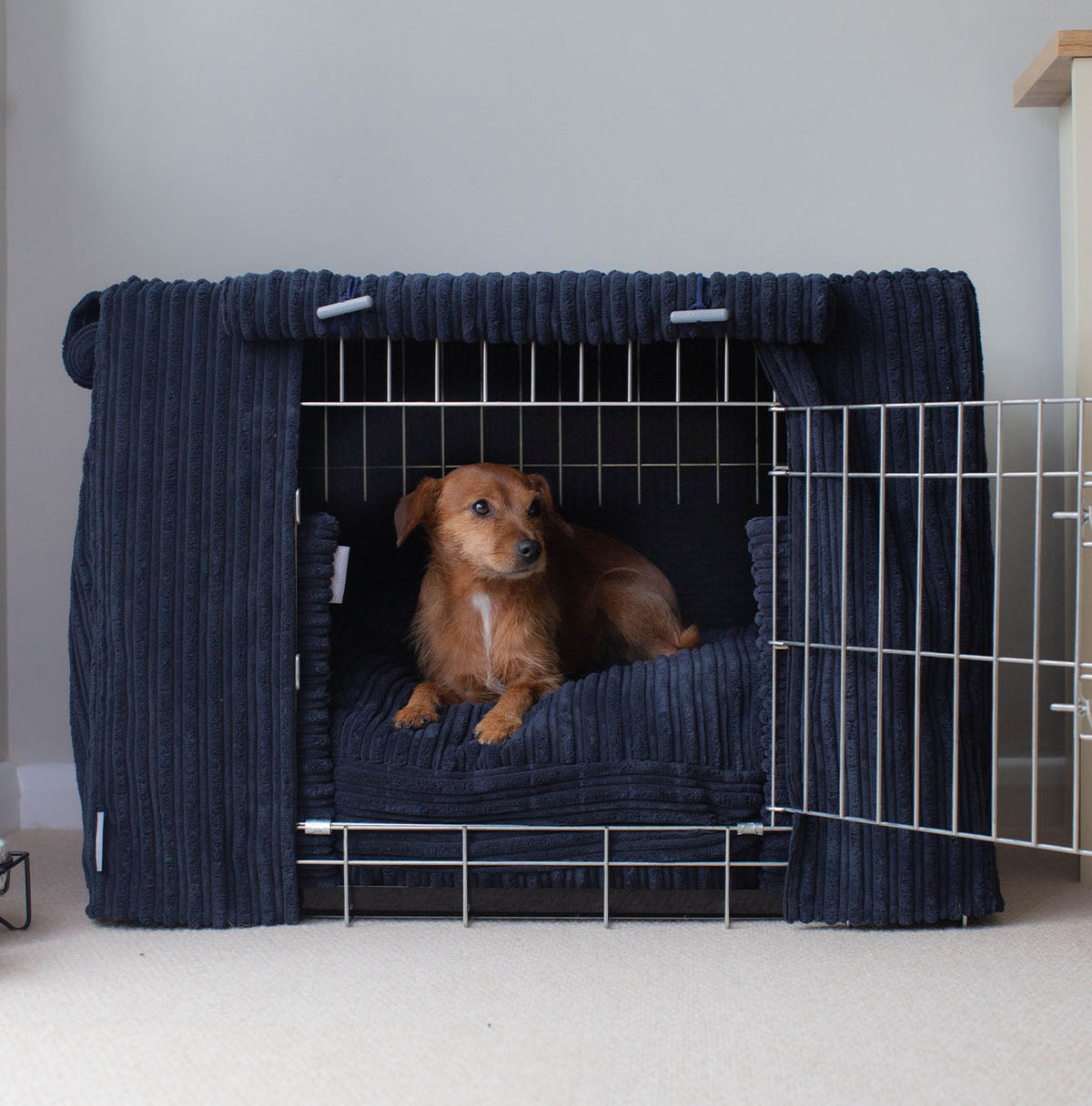 Dog Crate Set in Navy Essentials Plush, view 4