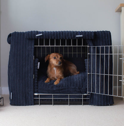 Dog Crate Set in Navy Essentials Plush, view 4