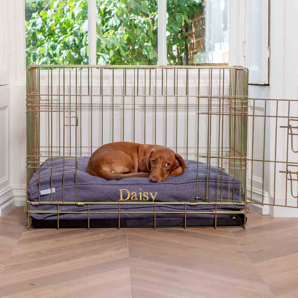 Dog Cushion in Oxford Herringbone Tweed, view 5