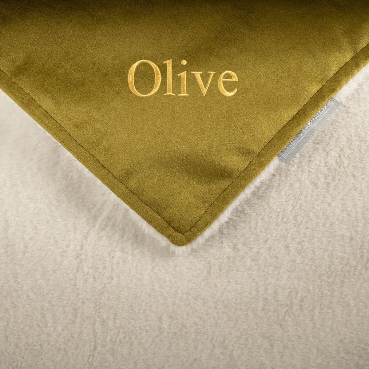 Dog & Puppy Blanket in Olive Velvet, view 7