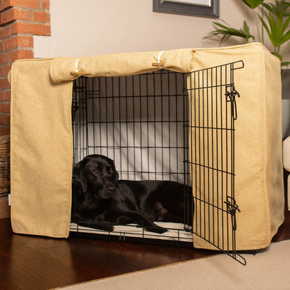 Dog Crate with Crate Cover in Honeysuckle Orkney Tweed, view 2