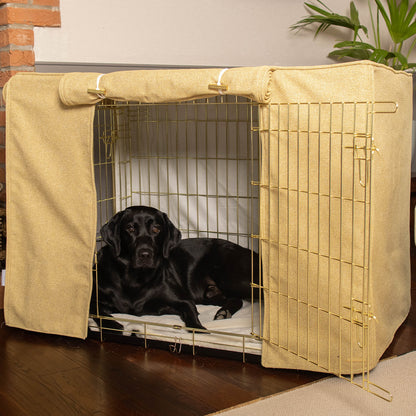 Dog Crate with Crate Cover in Honeysuckle Orkney Tweed