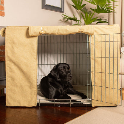 Dog Crate with Crate Cover in Honeysuckle Orkney Tweed, view 3