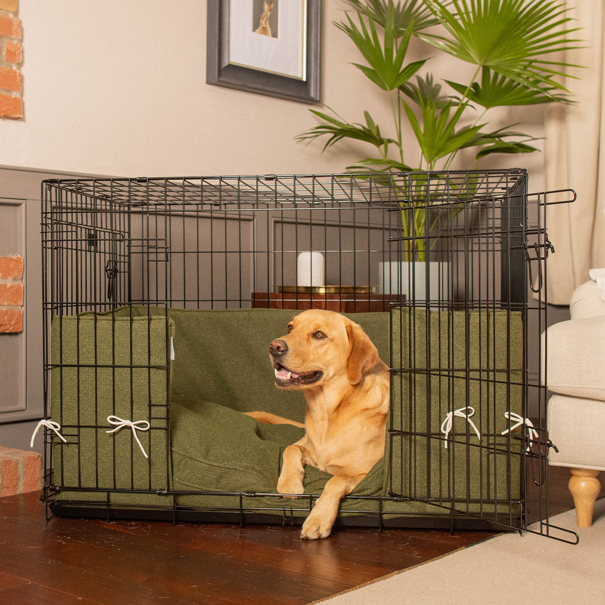 Dog Crate Bumper in Moss Orkney Tweed