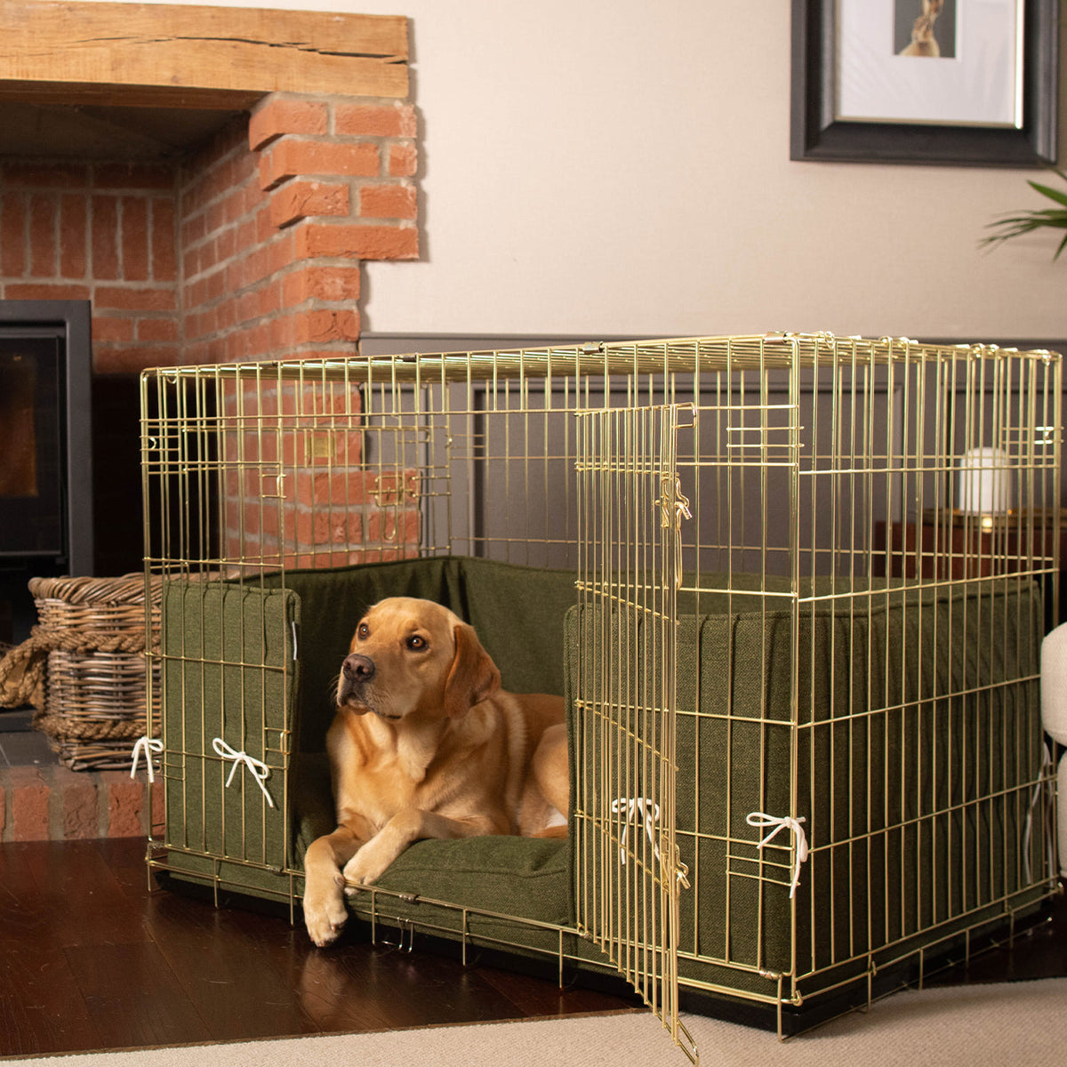 Dog Crate Bumper in Moss Orkney Tweed, view 2