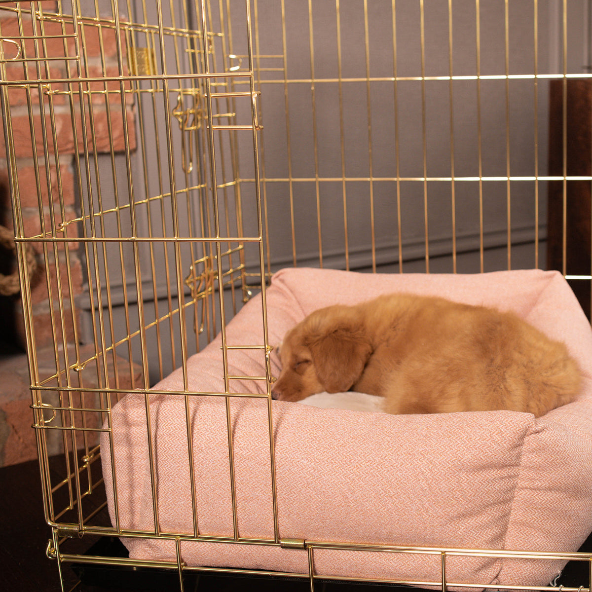 Dog Crate with Cosy & Calming Puppy Crate Bed in Peony Orkney Tweed, view 3