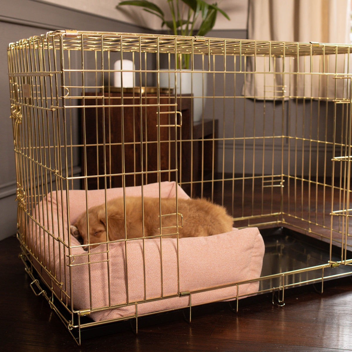 Dog Crate with Cosy & Calming Puppy Crate Bed in Peony Orkney Tweed