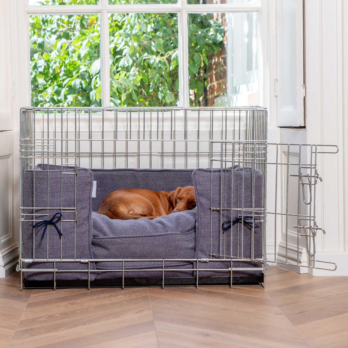Dog Crate Bumper in Oxford Herringbone Tweed