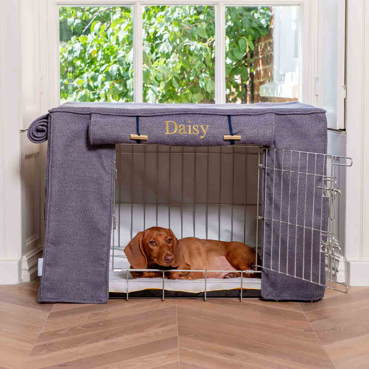 Dog Crate Cover in Oxford Herringbone Tweed, view 6