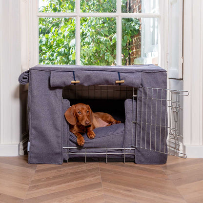 Dog Crate Set In Oxford Herringbone Tweed, view 2