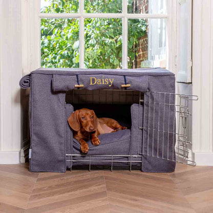 Dog Crate Set In Oxford Herringbone Tweed, view 6
