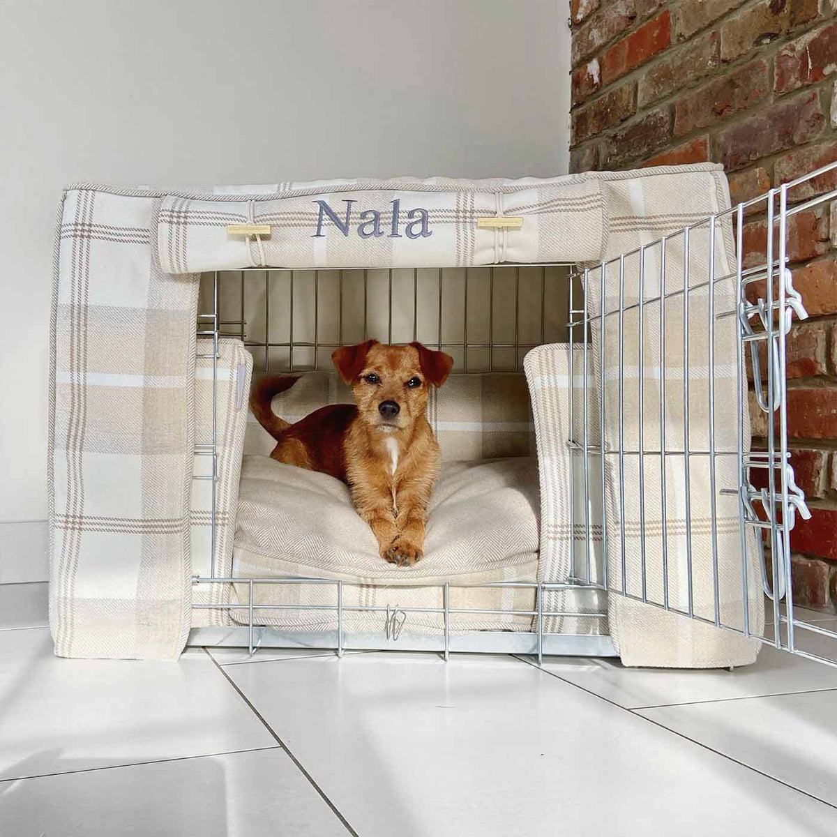Dog Crate Set In Balmoral Natural Tweed, view 2