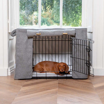 Dog Crate Cover in Pewter Herringbone Tweed, view 3