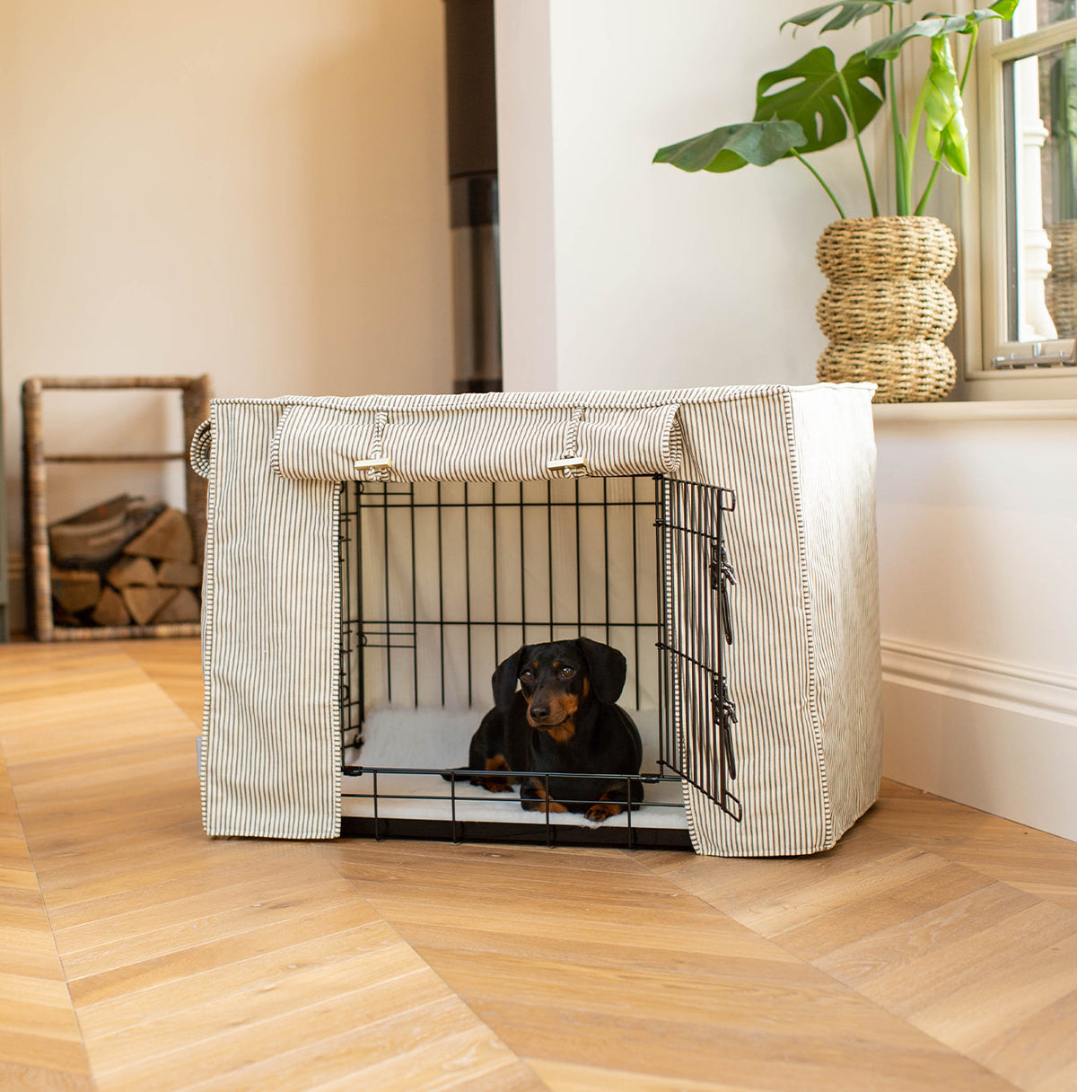 Dog Crate with Crate Cover in Regency Stripe, view 3