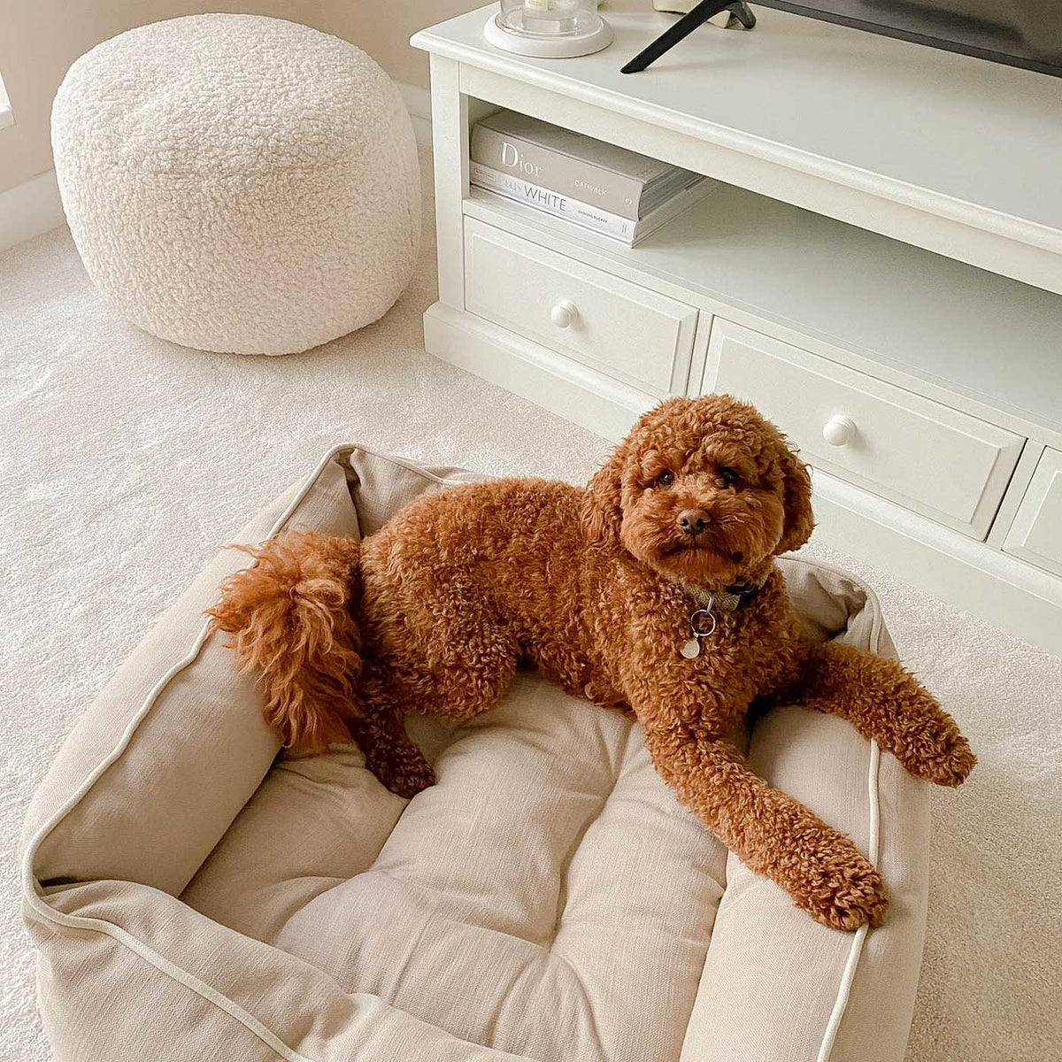 Box Bed With Removable Covers in Savanna Oatmeal, view 3
