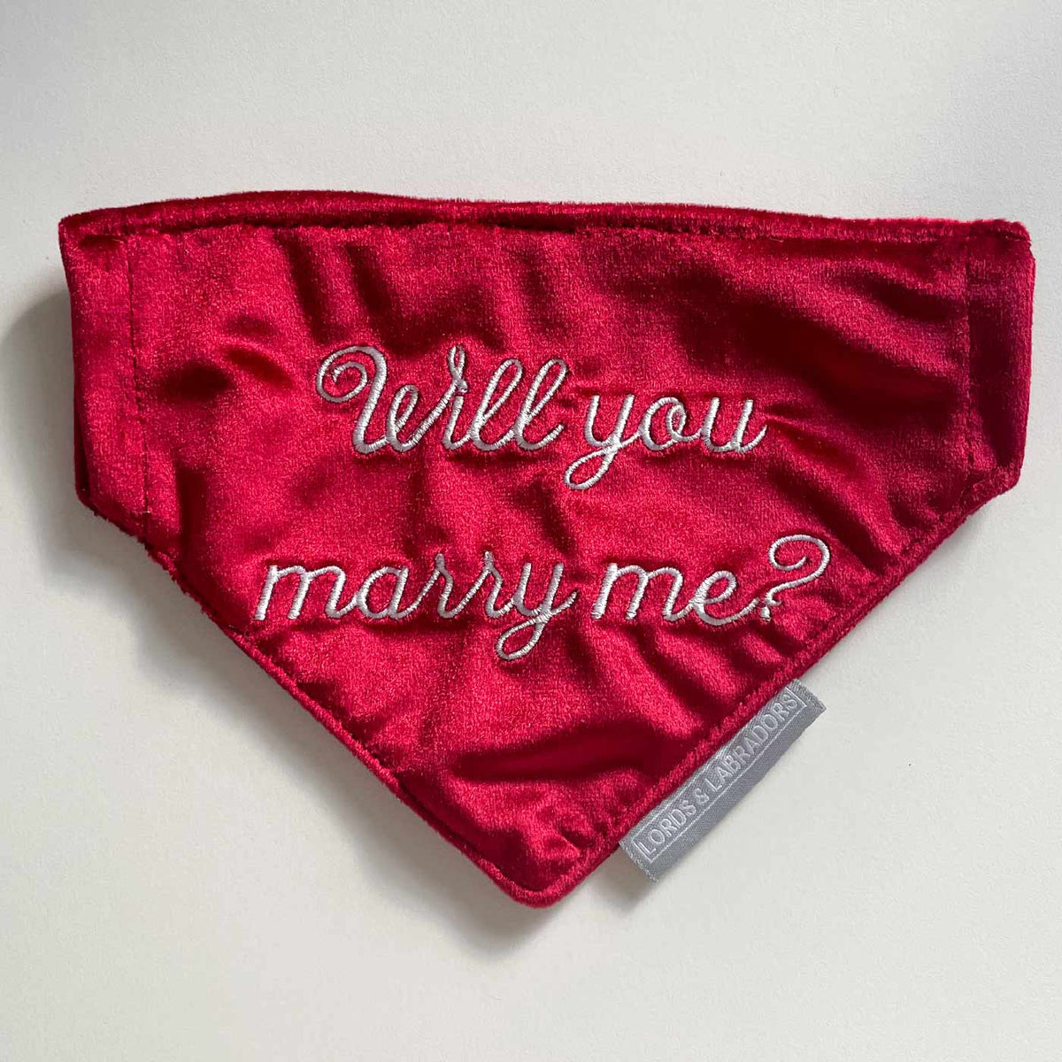 'Will You Marry Me?' Bandana In Mushroom Velvet, view 3