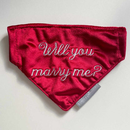 'Will You Marry Me?' Bandana In Mushroom Velvet, view 3